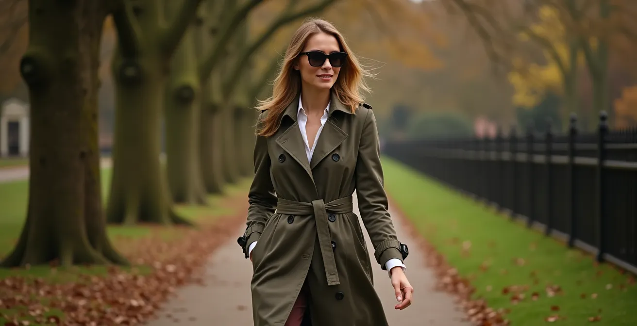 Woman demonstrating the 70/30 coverage rule through strategic layering