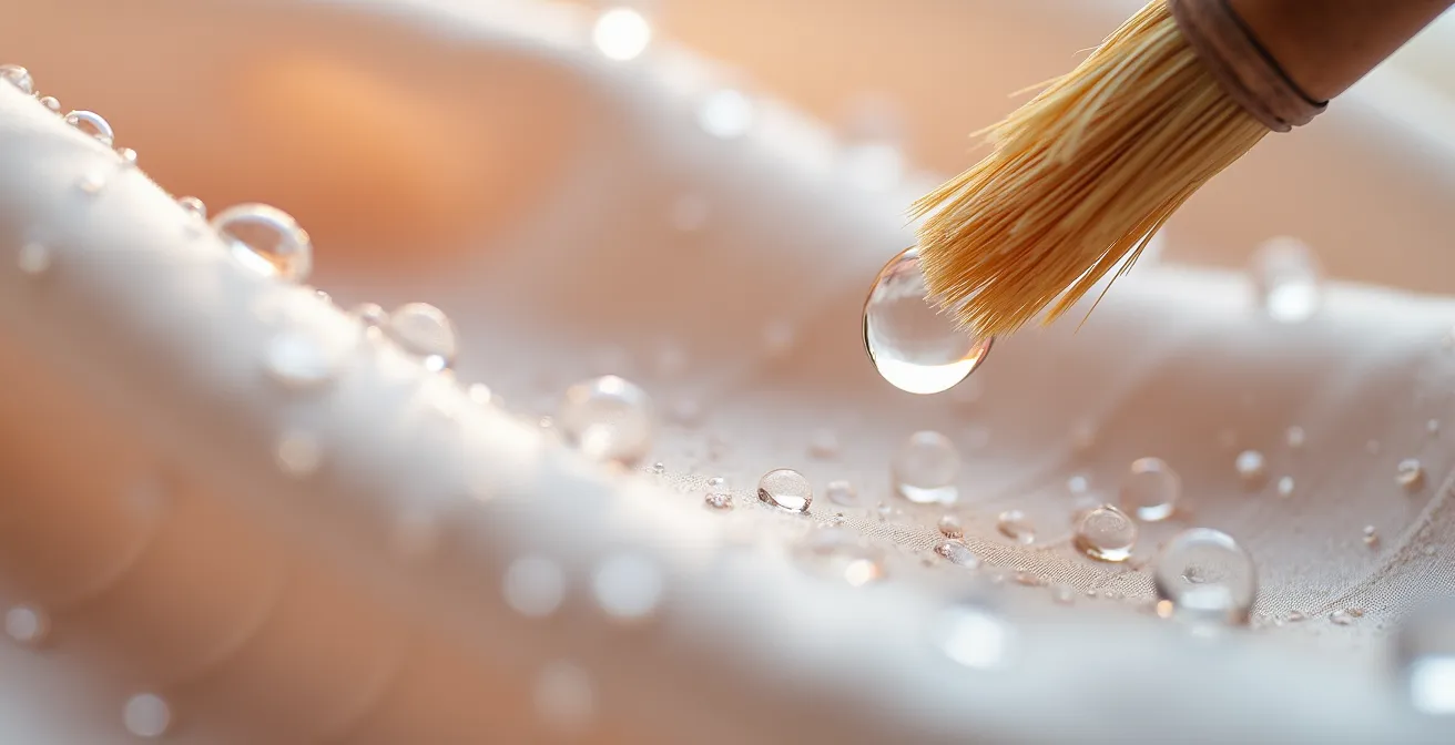 Macro photograph showing silk fabric care in hard water conditions