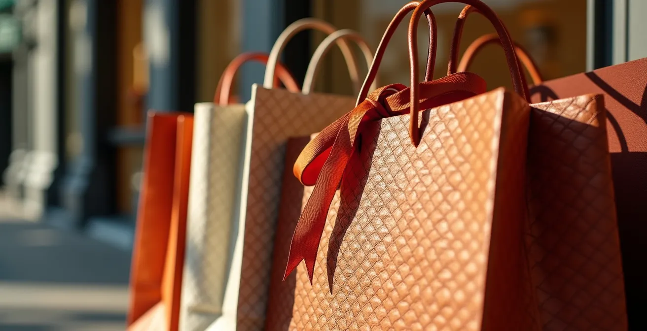 Early morning shoppers outside elegant London boutique during sales