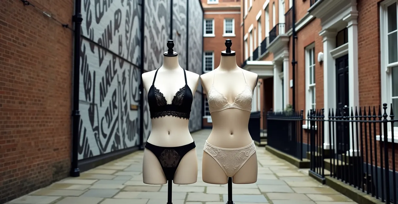 Contrasting London lingerie styles from edgy East London to refined West London aesthetics