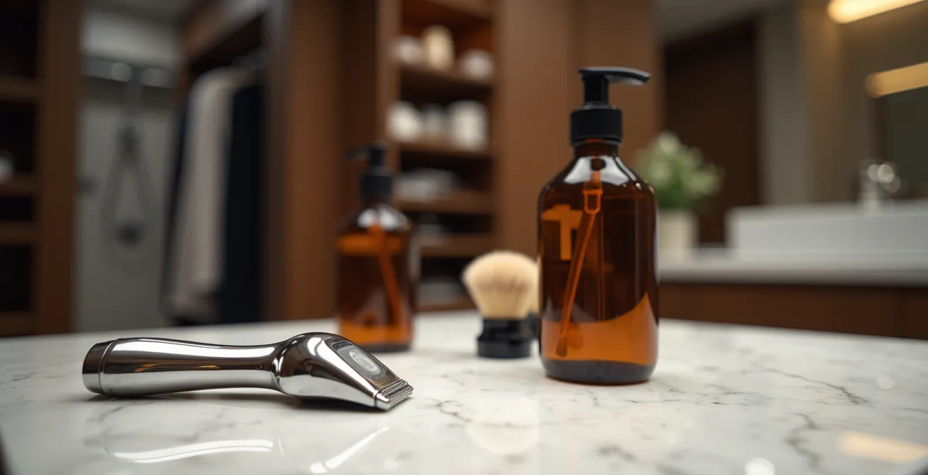 Elegant male grooming setup for premium underwear styling