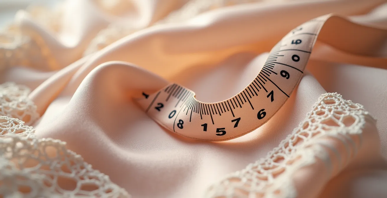 Close-up of measuring tape following body curves for accurate bodysuit sizing
