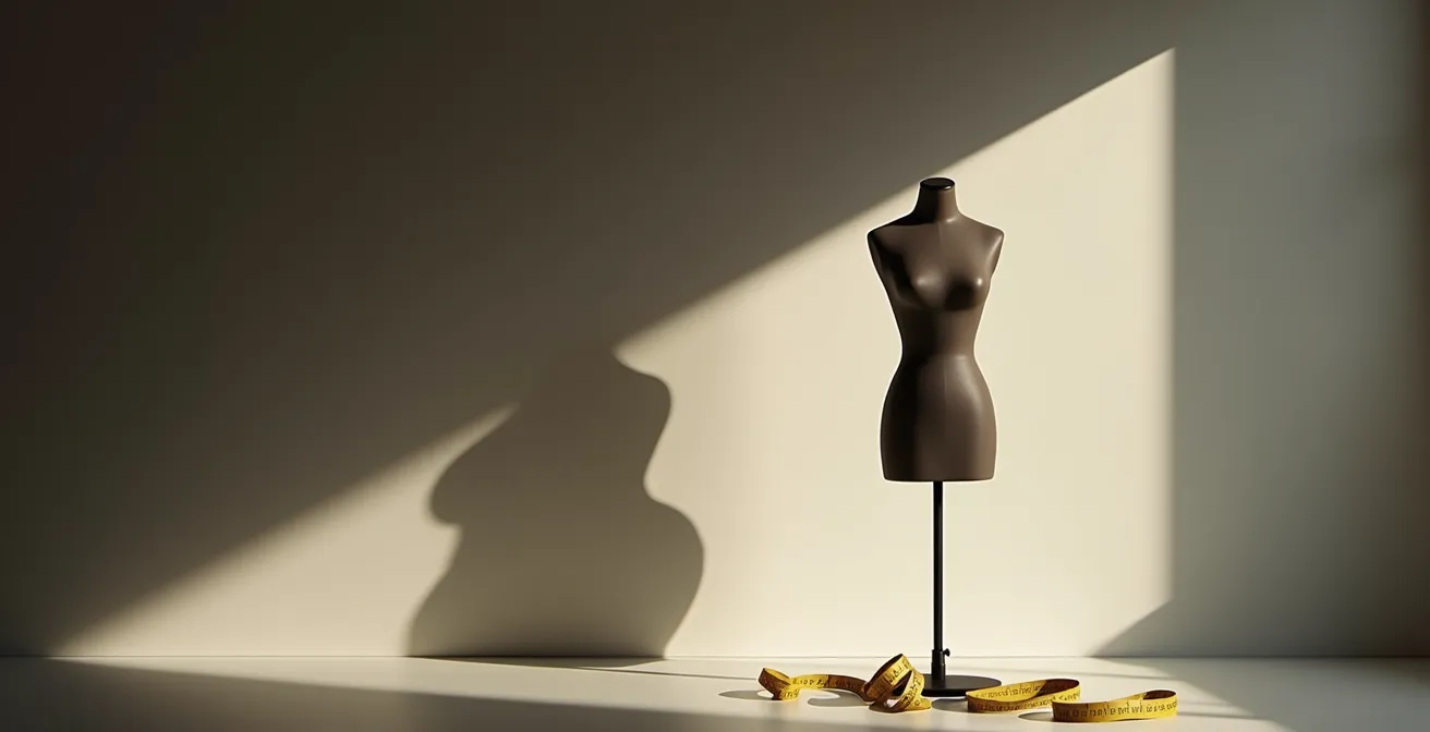 Visual demonstration of how proper lift creates a longer torso silhouette