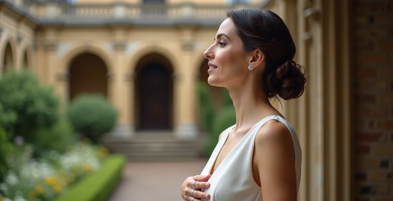 Professional model showing different compression zones on modern bodysuit